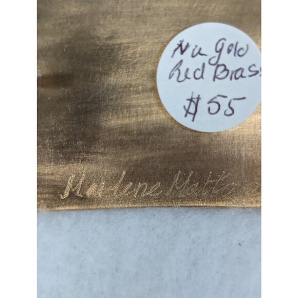 Belt buckle "Nu Gold" Red brass Etched +Oxidized 36grams - Picture 6 of 7